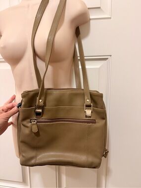 Crossbody Zippered Purse Bag- Tan, OS